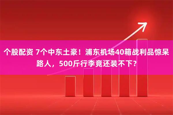 个股配资 7个中东土豪！浦东机场40箱战利品惊呆路人，500斤行李竟还装不下？